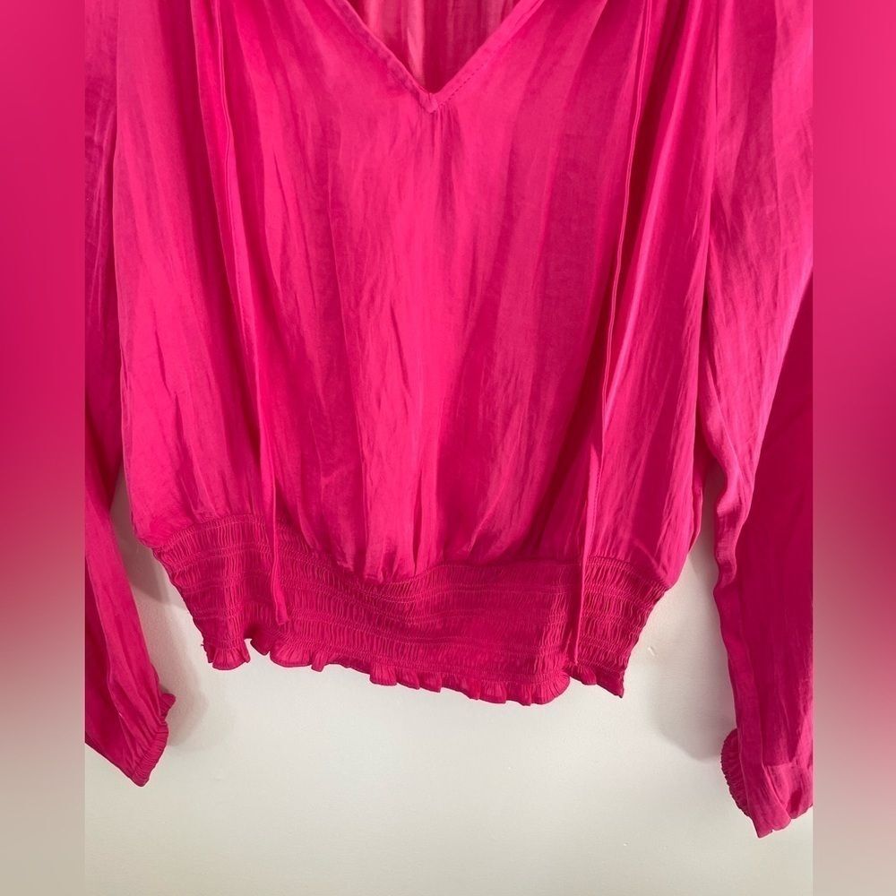 Rachel Zoe Fuchsia blouse with tie neck size XS NWOT - Picture 2 of 8